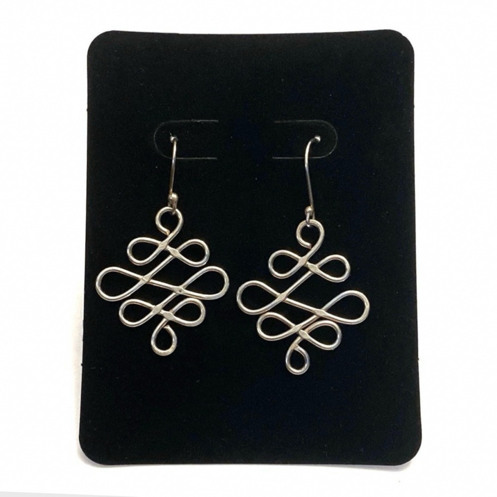Sterling Silver Dangle Earrings Scroll Design